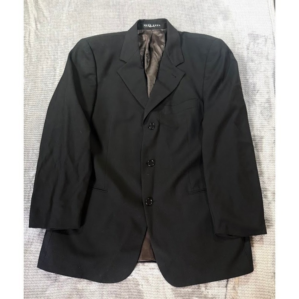 Hugo Boss Mens Black Three Button Blazer Jacket Formal Business Suit Coat